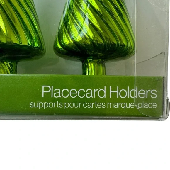 Crate and Barrel Blown Glass Holiday Tree Placecard Holders | 3 Sets, 12 Total - Picture 6 of 10